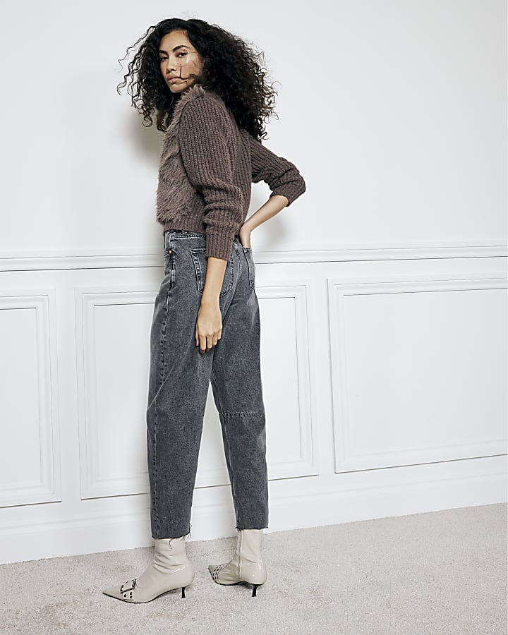 Grey Relaxed Barrel Jeans