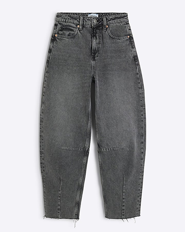 Grey Relaxed Barrel Jeans