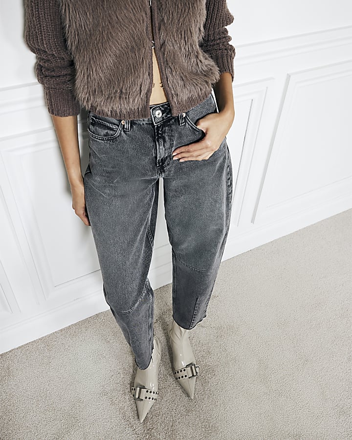 Grey Relaxed Barrel Jeans