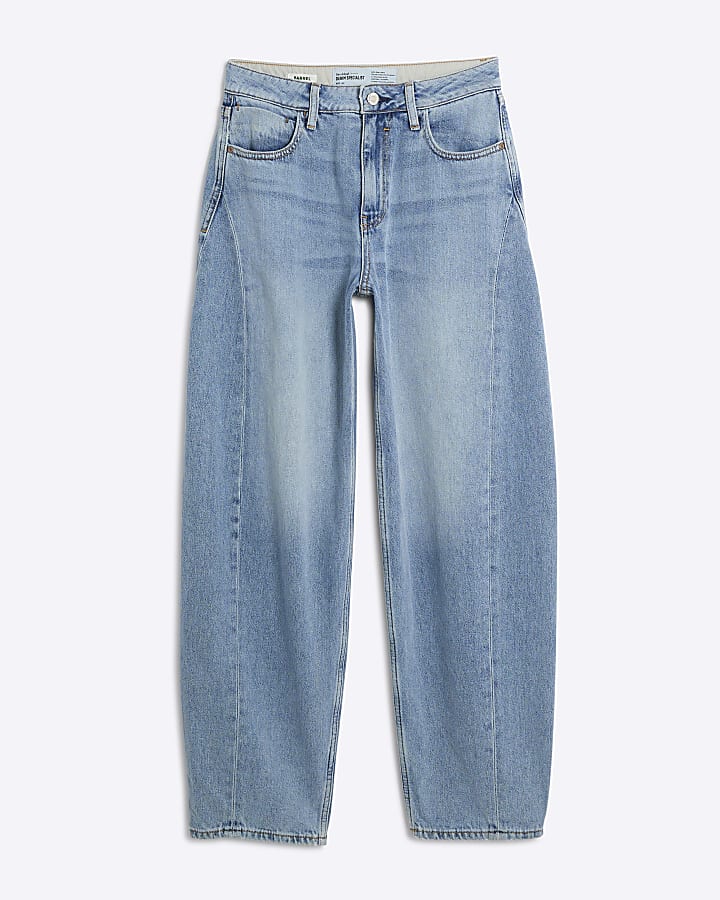 Blue Seamed Barrel Jeans