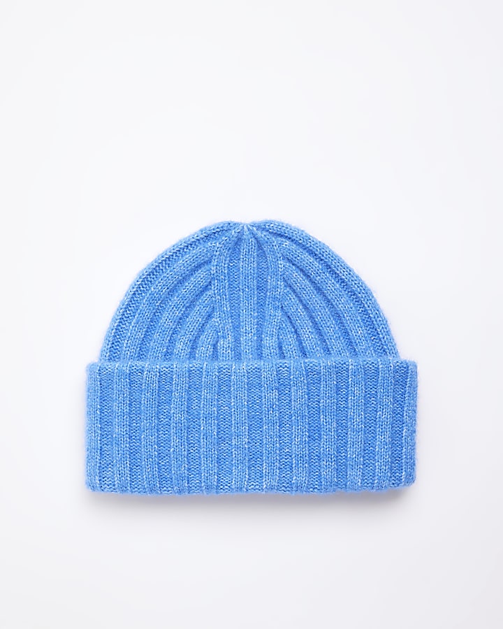 Blue Double Turn Up Beanie