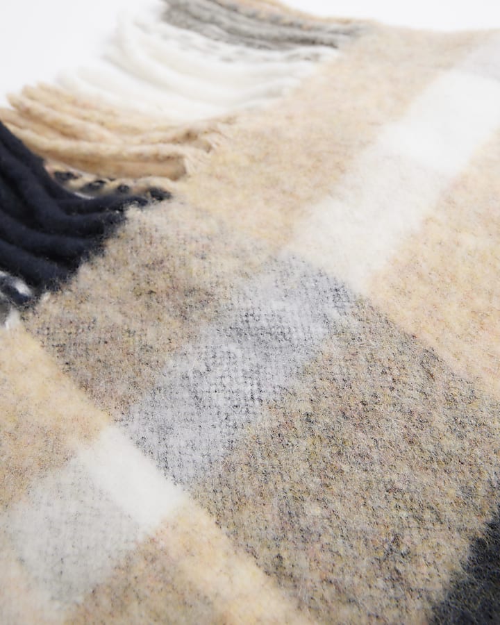 Beige Check Heavyweight Scarf