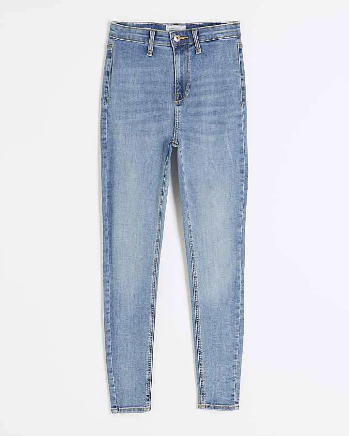 Blue Denim High Rise Super Skinny Jeans