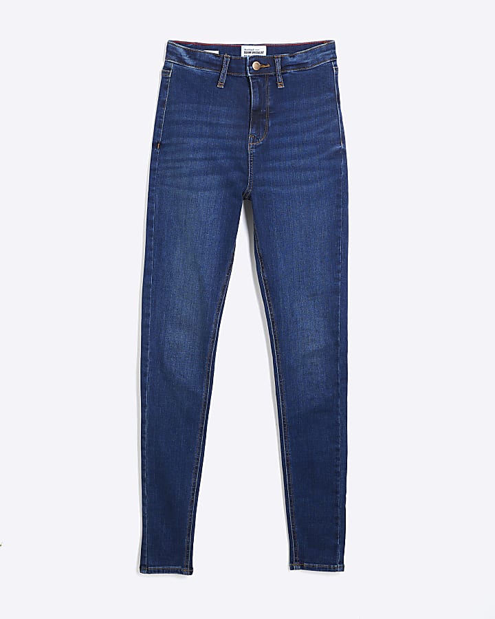 Blue Denim High Waisted Super Skinny Jeans