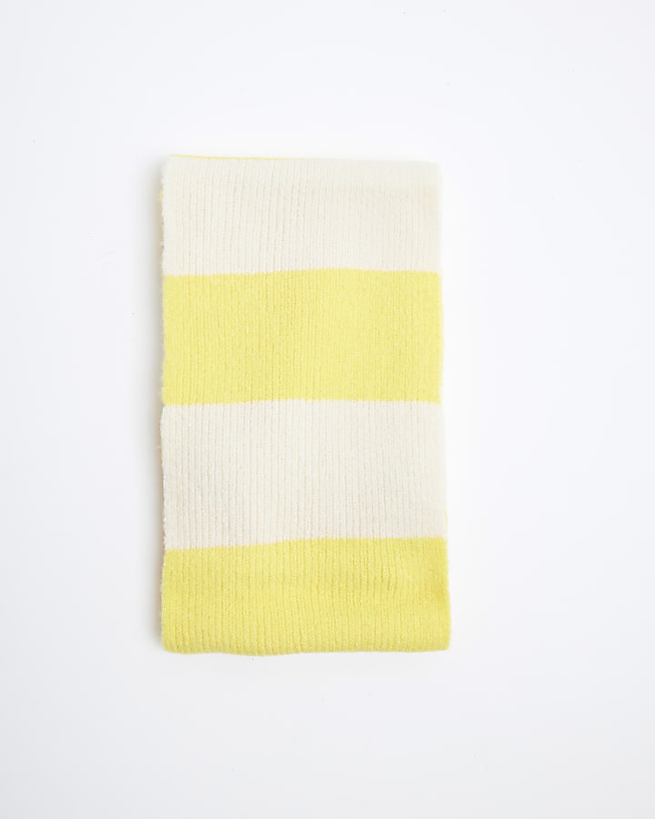 Yellow Striped Knitted Scarf