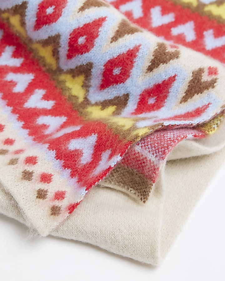 Cream Fair Isle Scarf