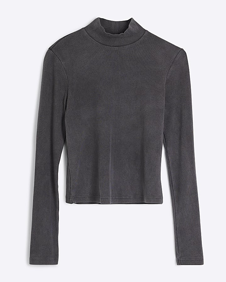 Grey Long sleeve Turtle Neck top