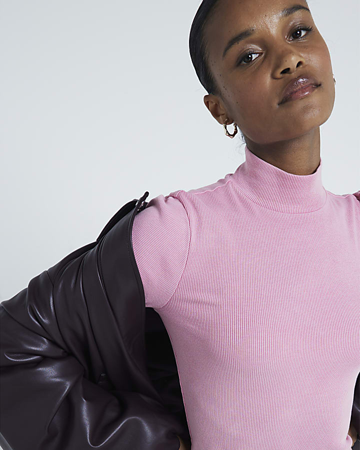 Pink Long sleeve turtle neck top