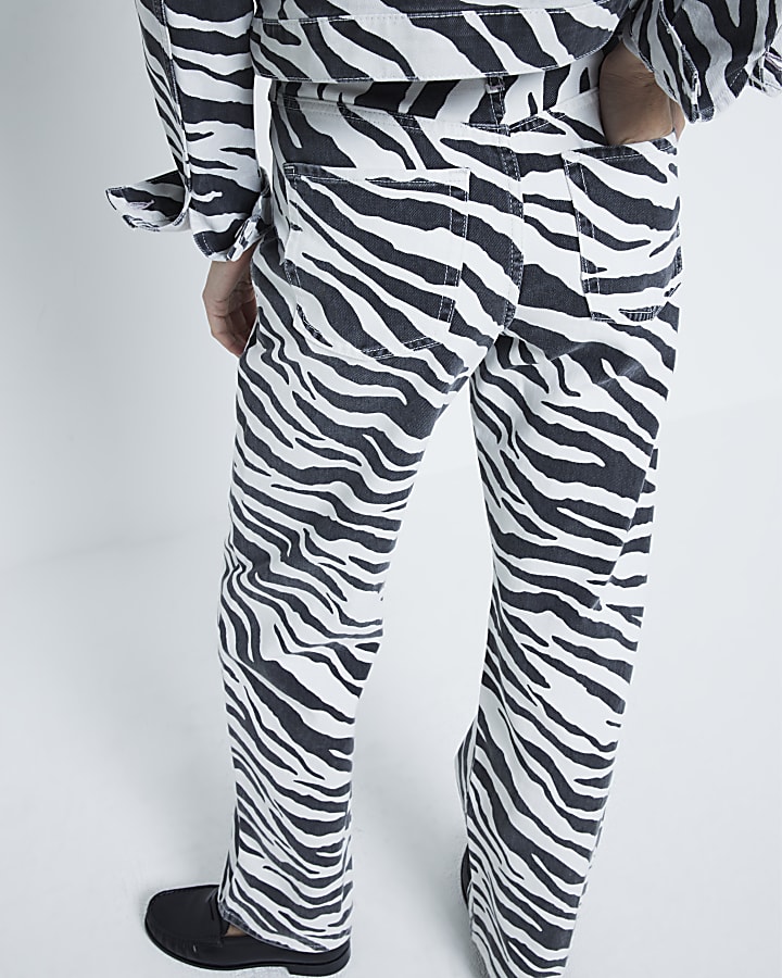 Black Zebra Relaxed Straight Jeans