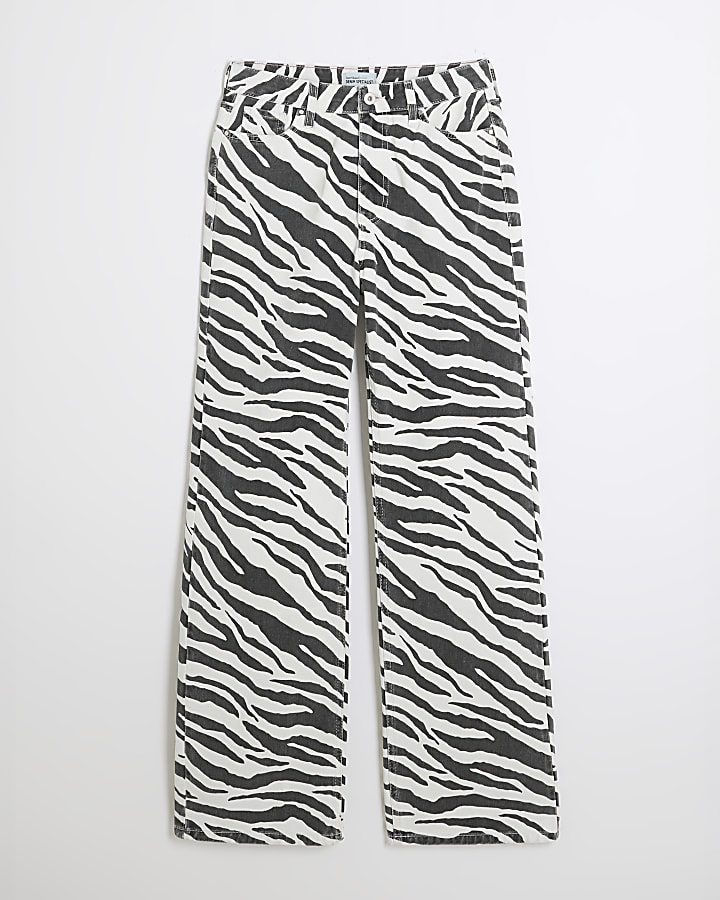 Black Zebra Relaxed Straight Jeans