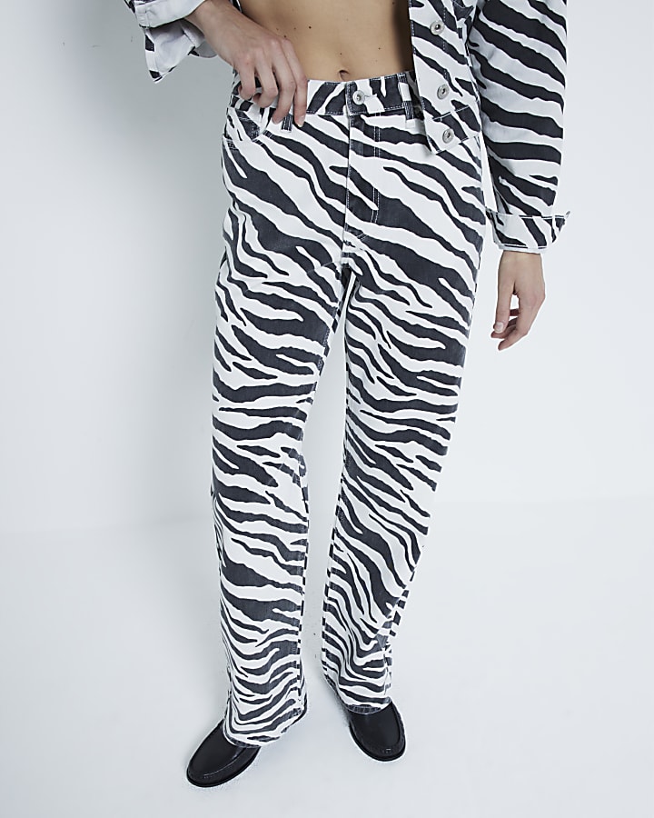 Black Zebra Relaxed Straight Jeans