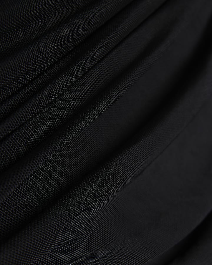 Black mesh wrap long sleeve top