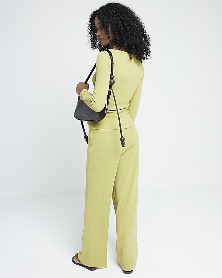 Green textured ruched top