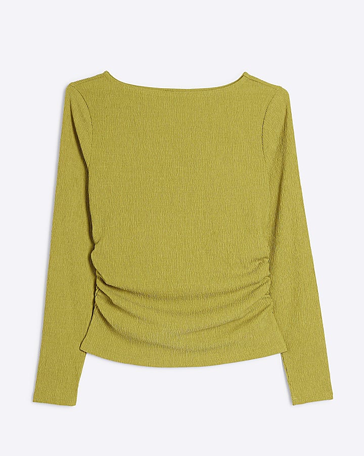 Green textured ruched top