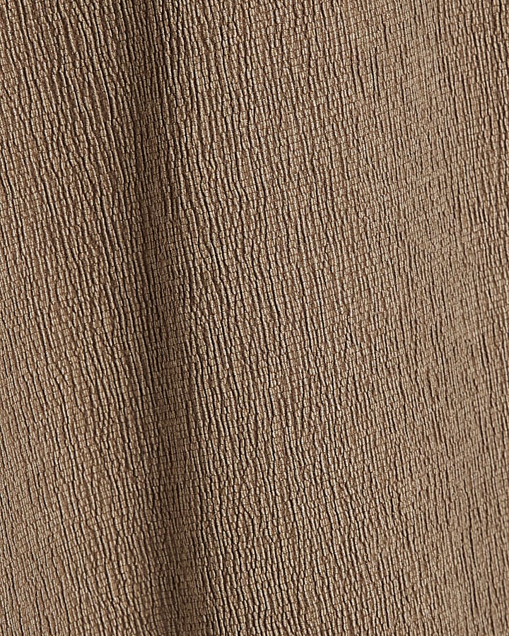Brown textured wide leg trousers