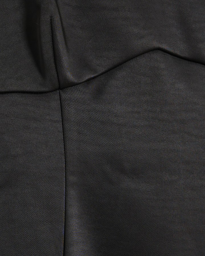 Black Satin Tailored Midi Dress