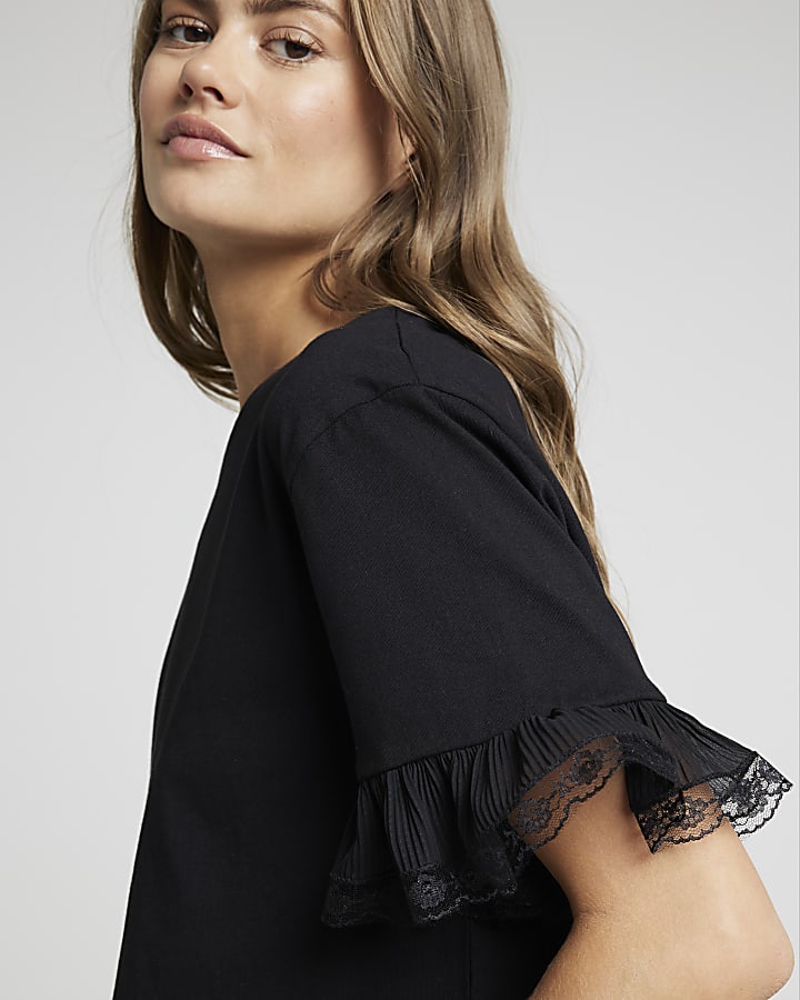 Black Lace Trim T-shirt