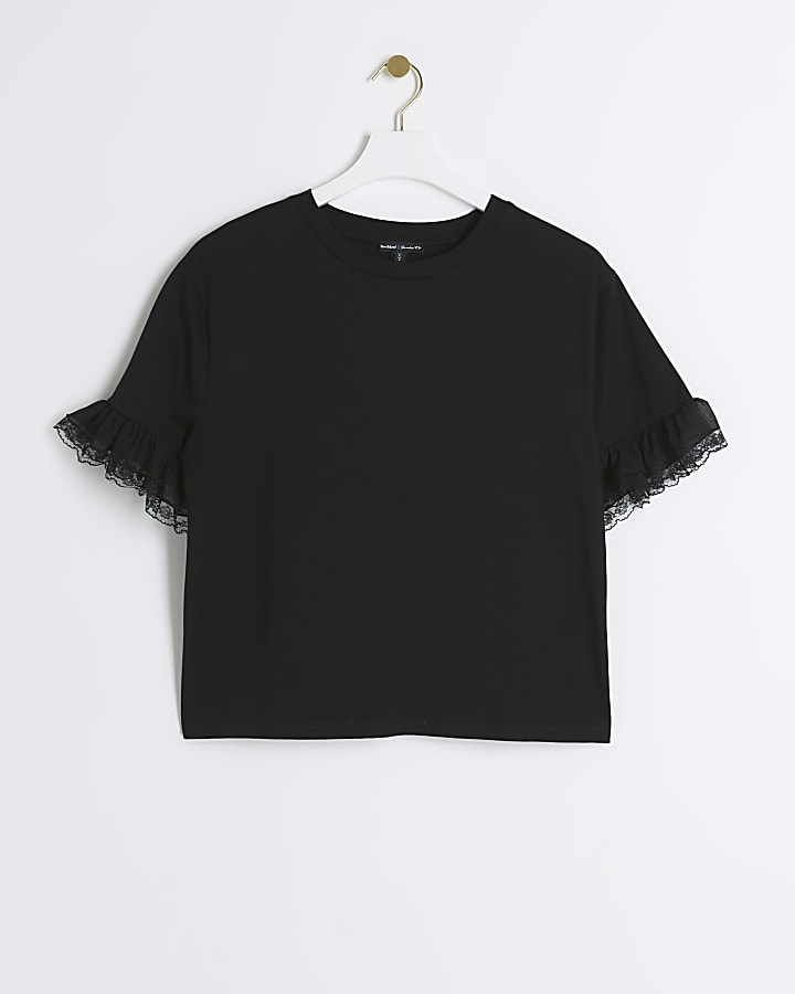 Black Lace Trim T-shirt