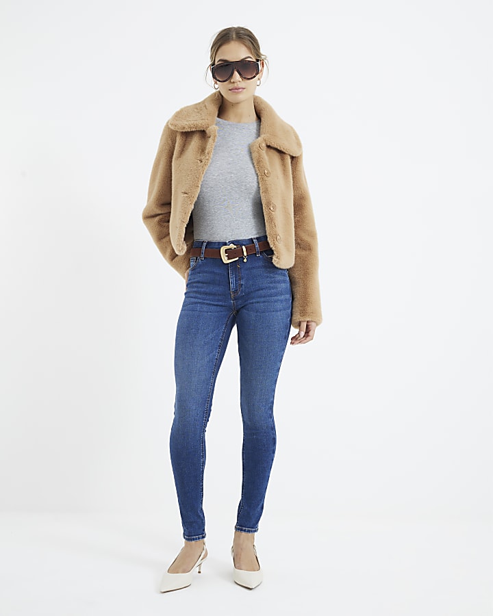 Blue Mid Rise Skinny Jeans