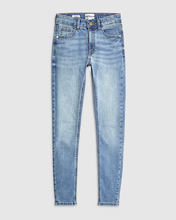 Blue Mid Rise Skinny Jeans