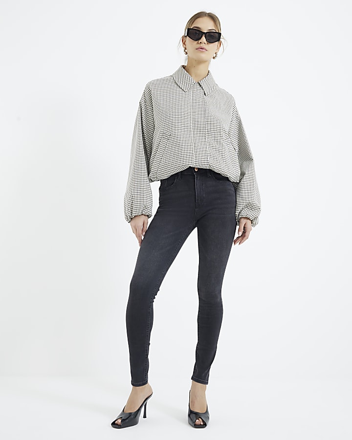 Black Mid Rise Skinny Jeans