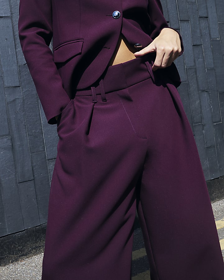 Red premium high waisted wide leg trousers