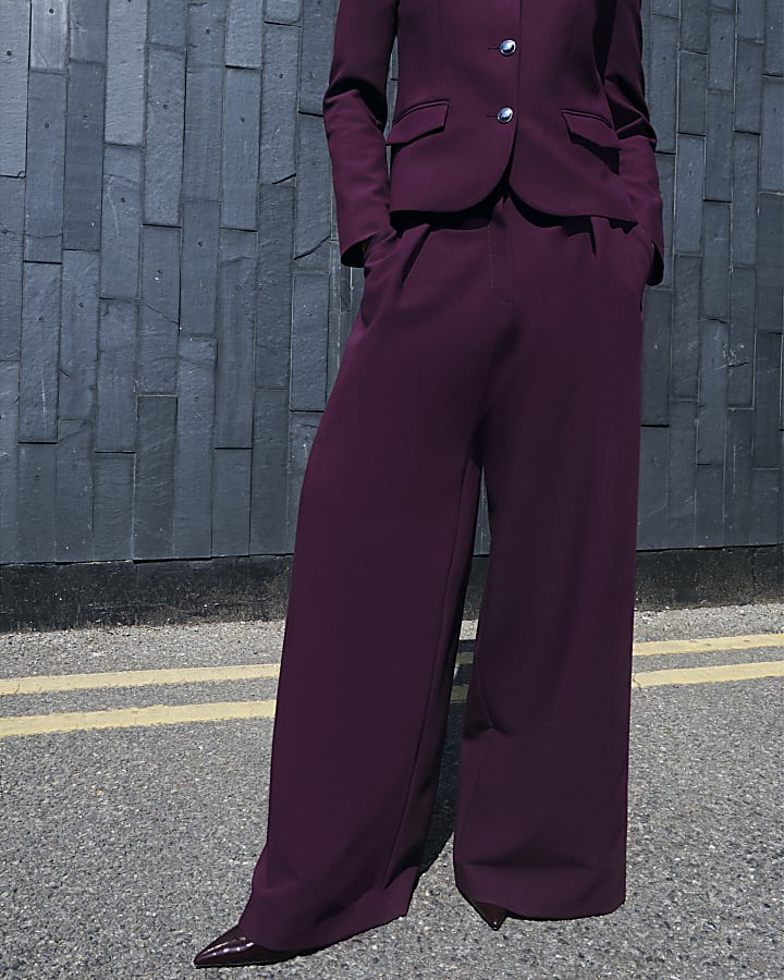Red premium high waisted wide leg trousers