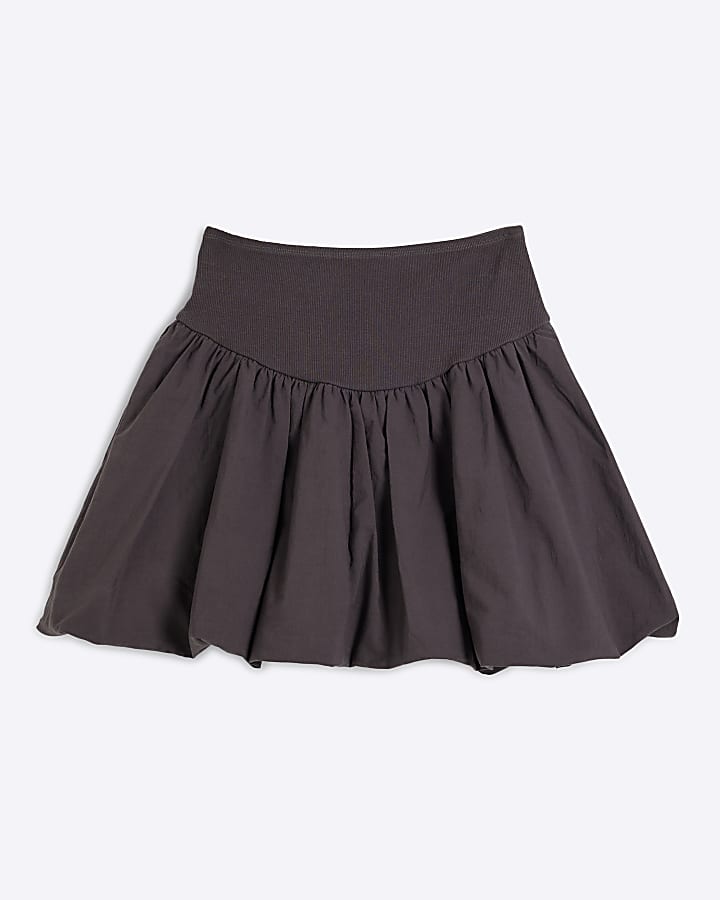 Grey bubble hem mini skirt