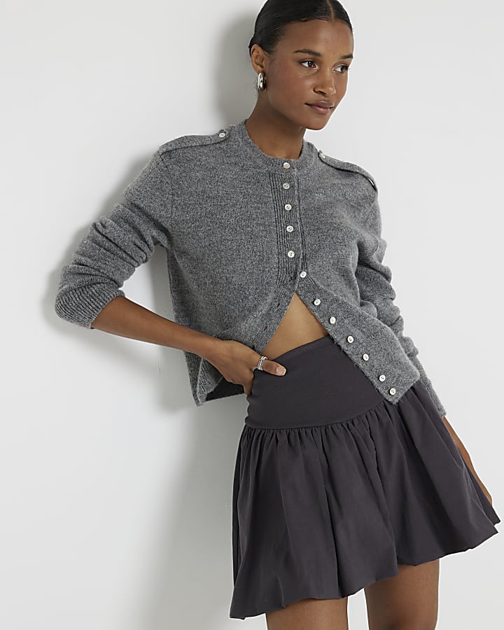 Grey bubble hem mini skirt River Island