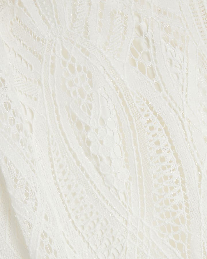 White Lace Tiered Shift Mini Dress