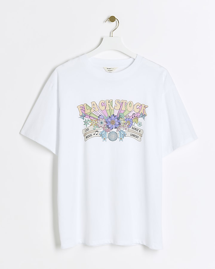 White Flackstock graphic print t-shirt