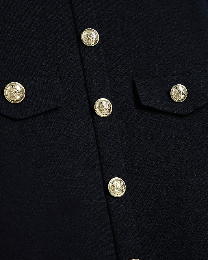 Black  military button mini dress