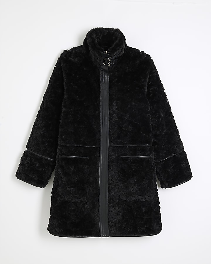 Black Faux Shearling Coat