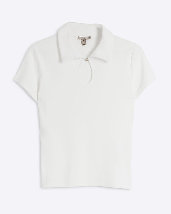 White cut out polo t-shirt