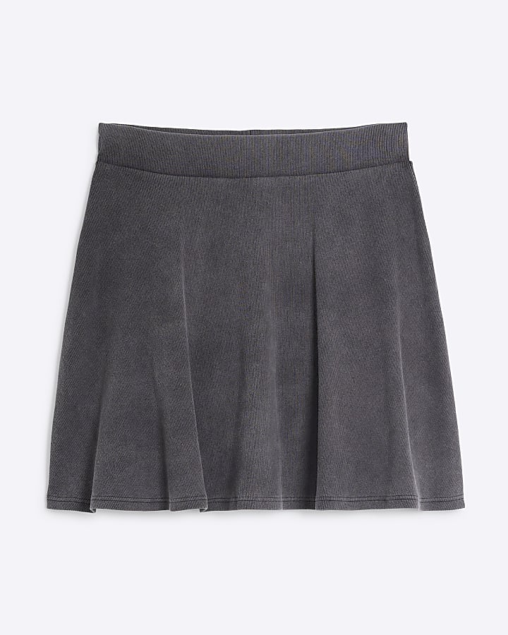 Grey Jersey Skater Mini Skirt