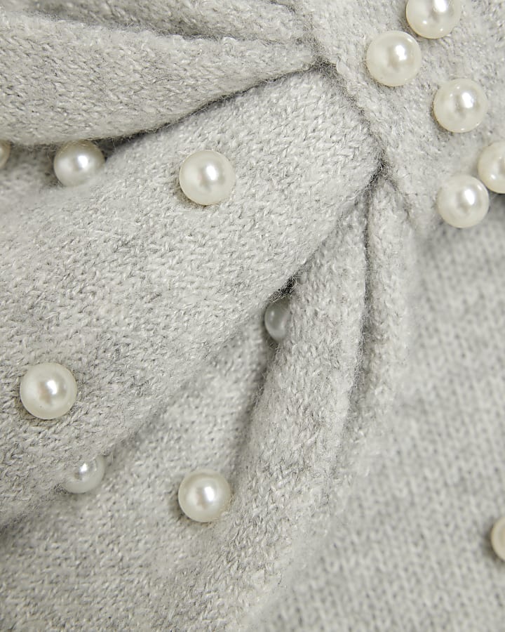 Grey Bow Pearl Jumper