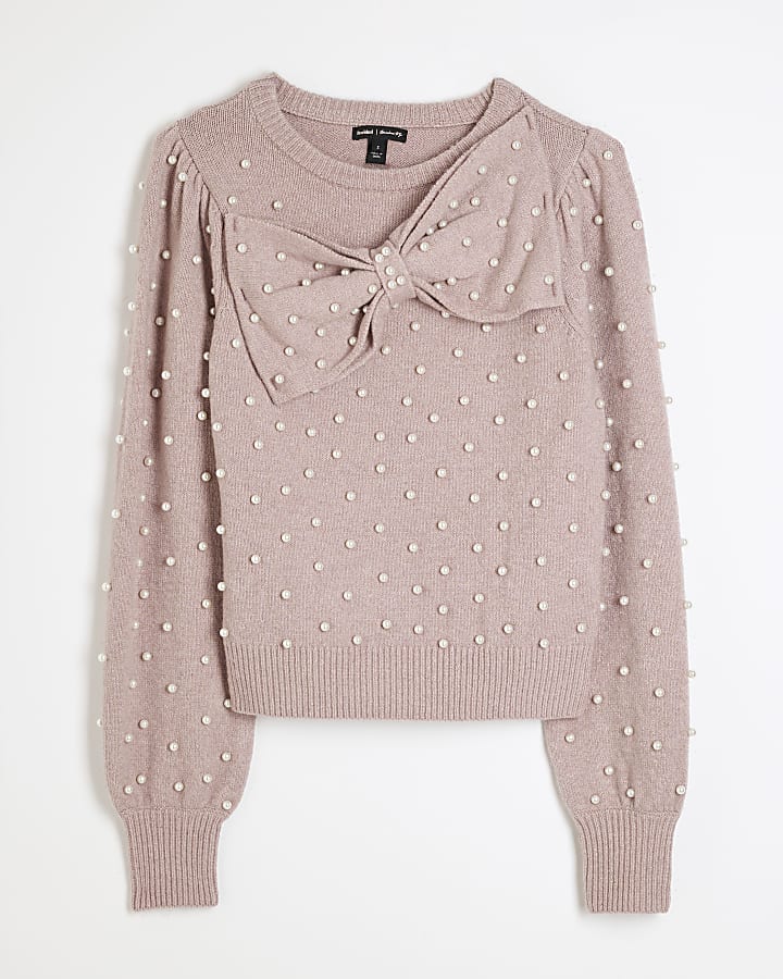 Pink Bow Pearl Jumper