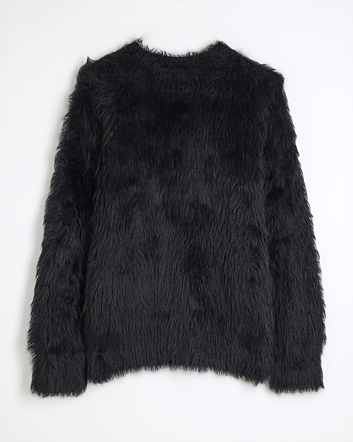 Black Faux Fur Jumper