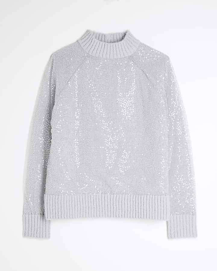 Silver Sequin Overlay Jumper