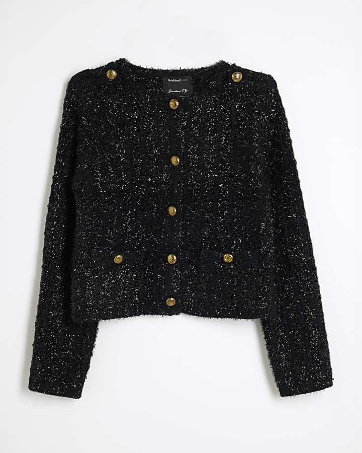 Black Tinsel Button Up Cardigan
