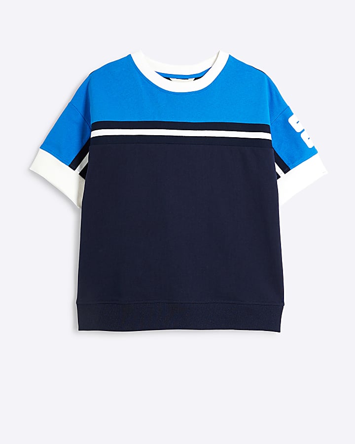 Blue Sporty short sleeve sweatshirt