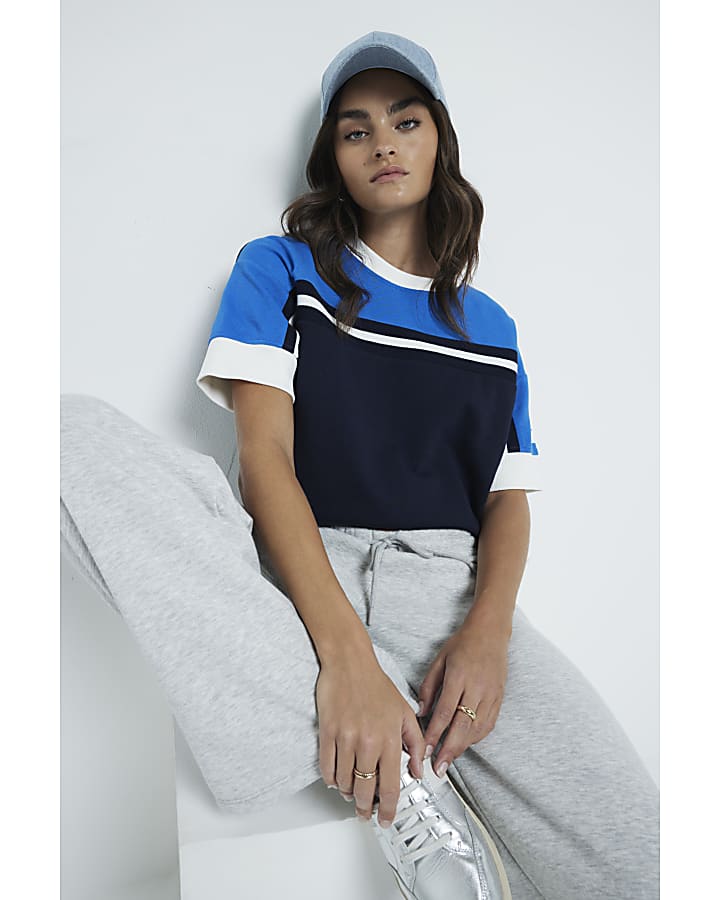 Blue Sporty short sleeve sweatshirt