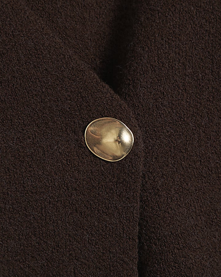 Brown Asymmetric Button up Cardigan