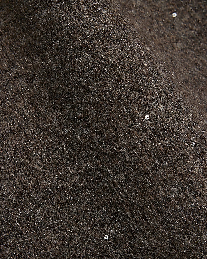 Brown Sequin Midi Skirt