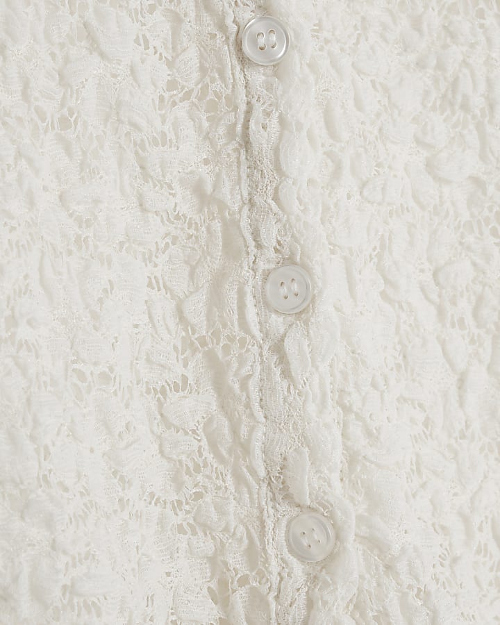 Cream lace button up top