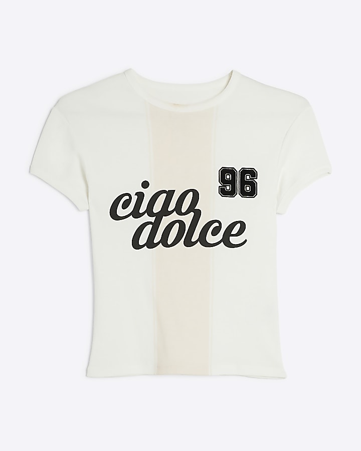 White Ciao Dolce Graphic Baby T-shirt