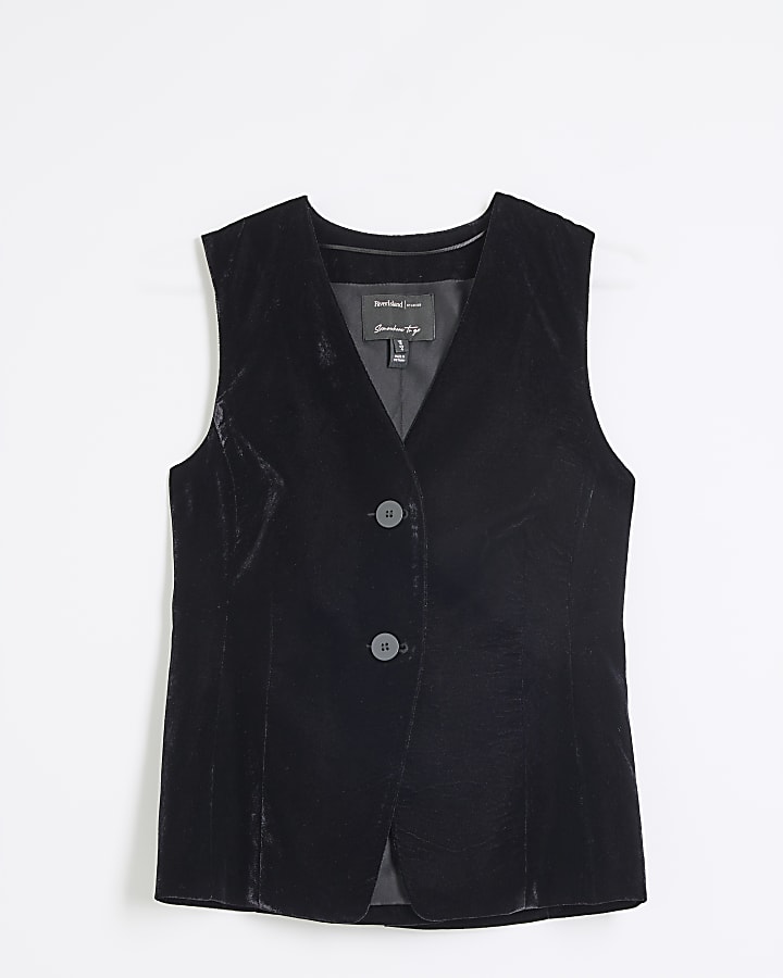 Black Velvet Tailored Waistcoat