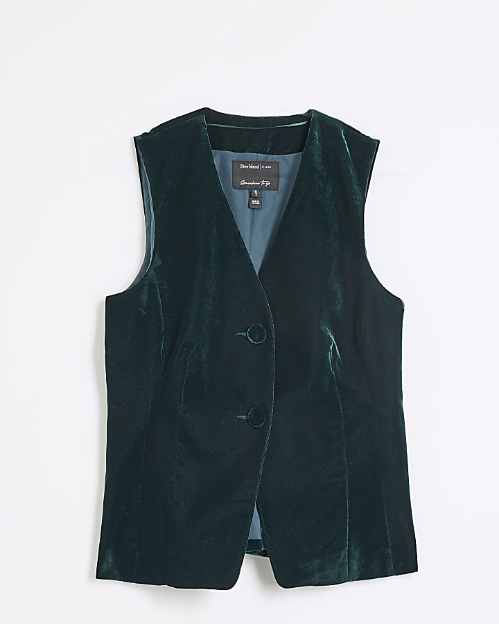 Green Velvet Tailored Waistcoat