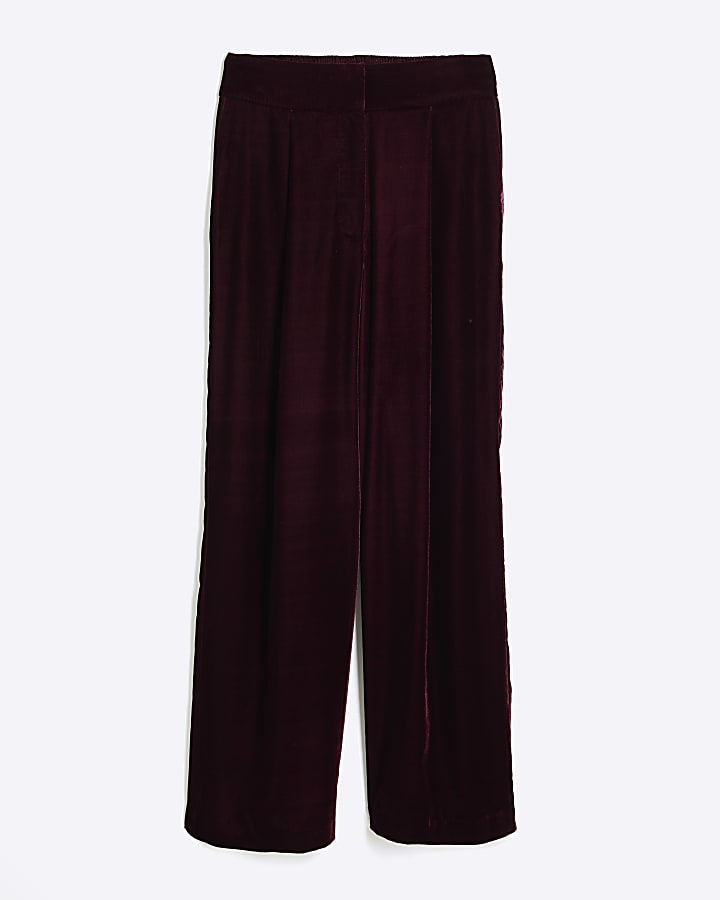 Red Velvet Wide Leg Trousers