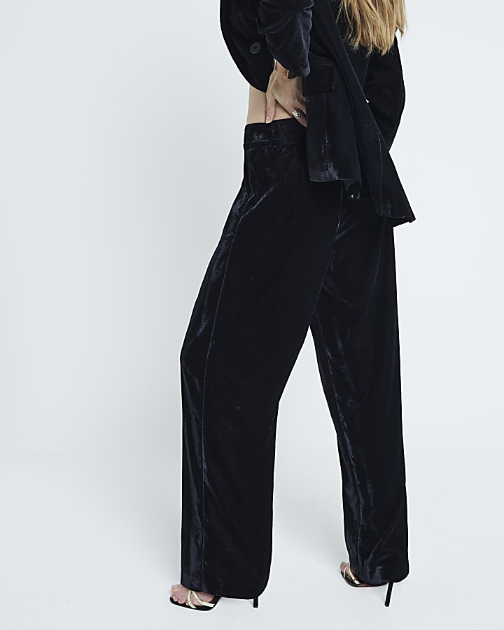 Black Velvet Wide Leg Trousers